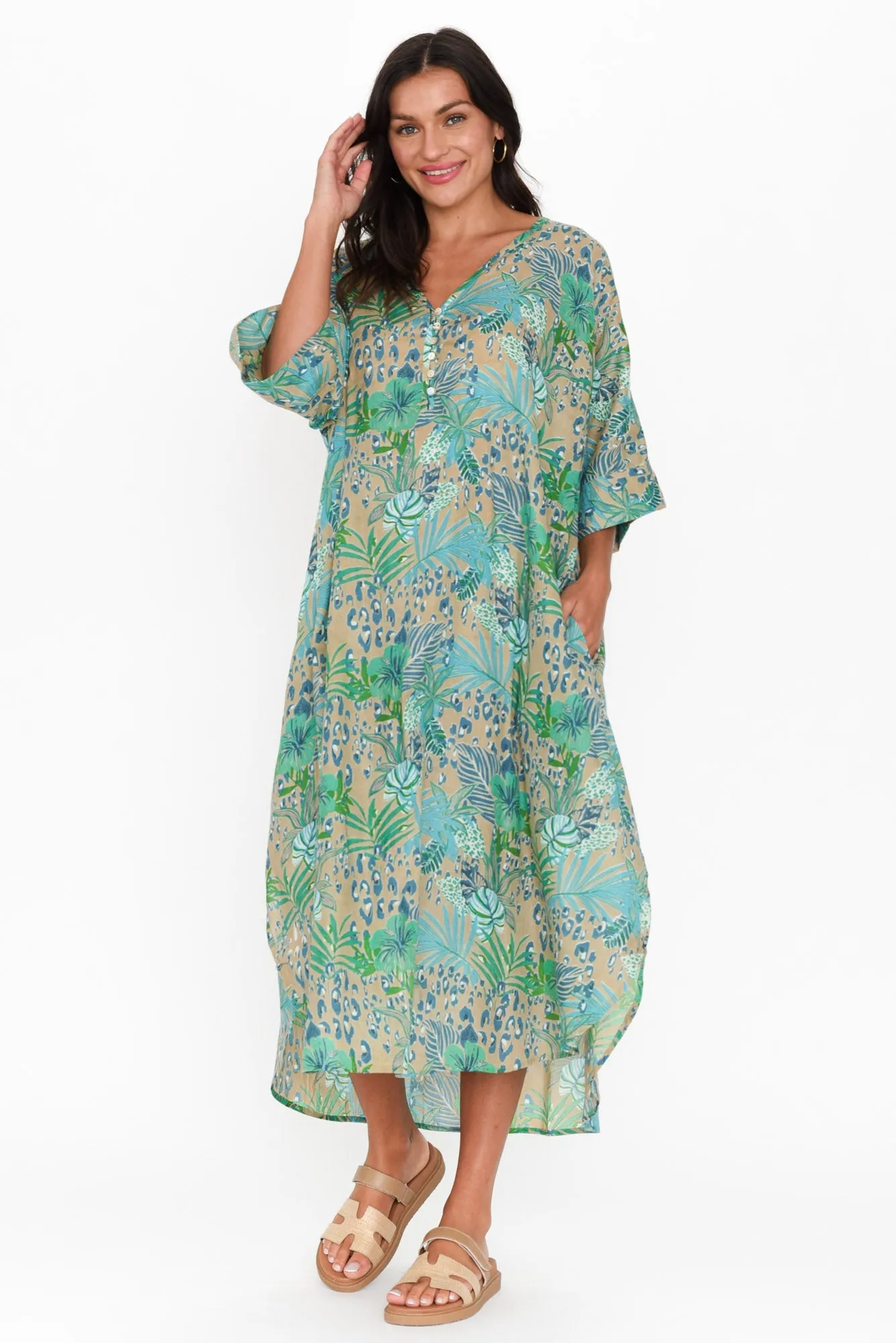 Stella Blue Jungle Cotton Shirt Dress