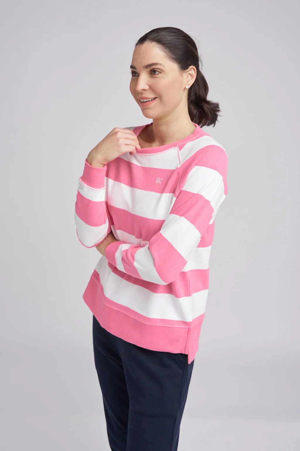 Stripe Sweater Bubblegum/White