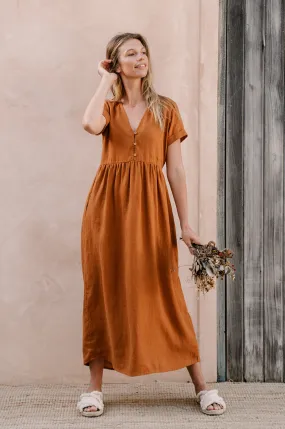 SUNSEEKER Midi Dress - ochre linen