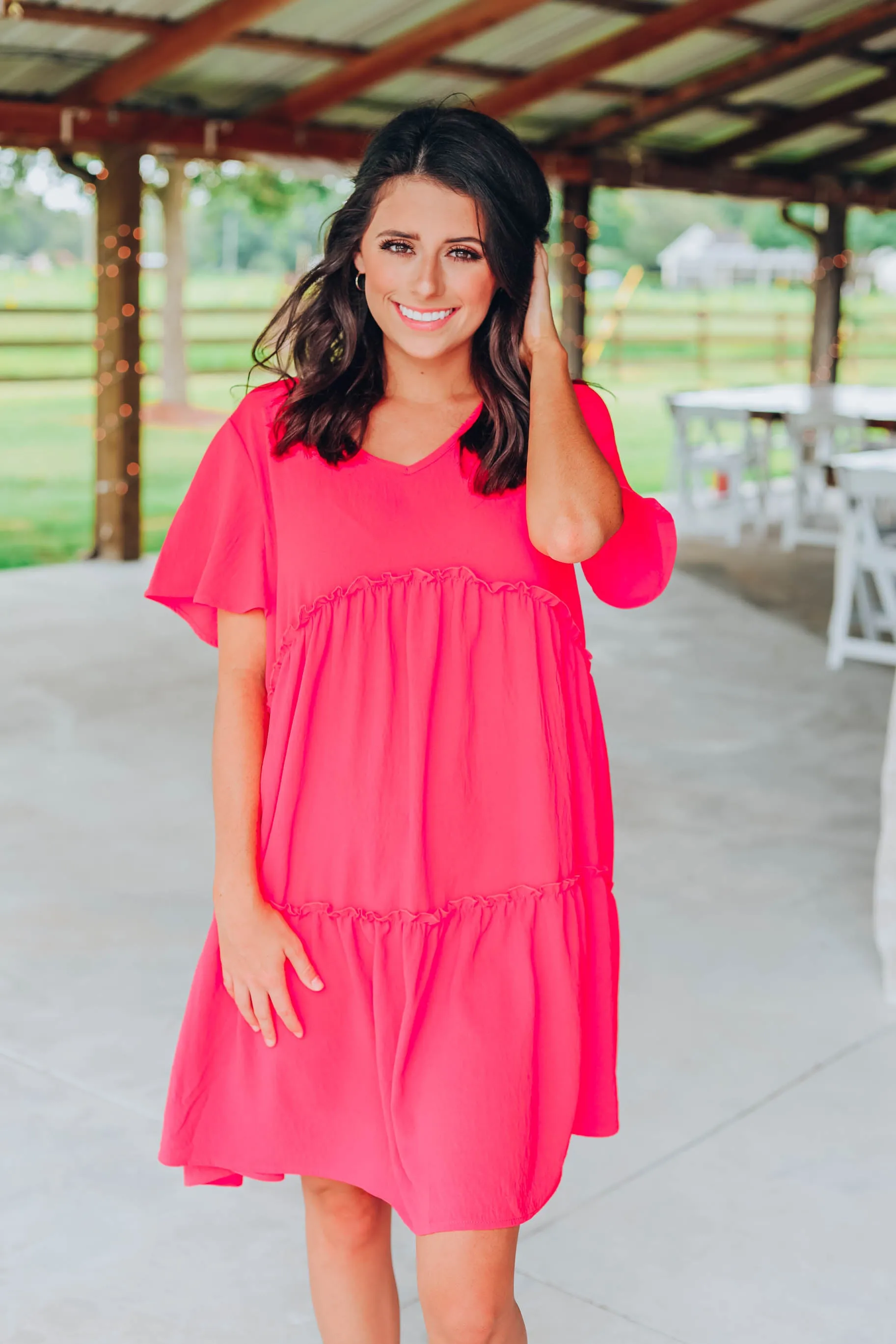 Sweet Babydoll Dress - Coral- FINAL SALE