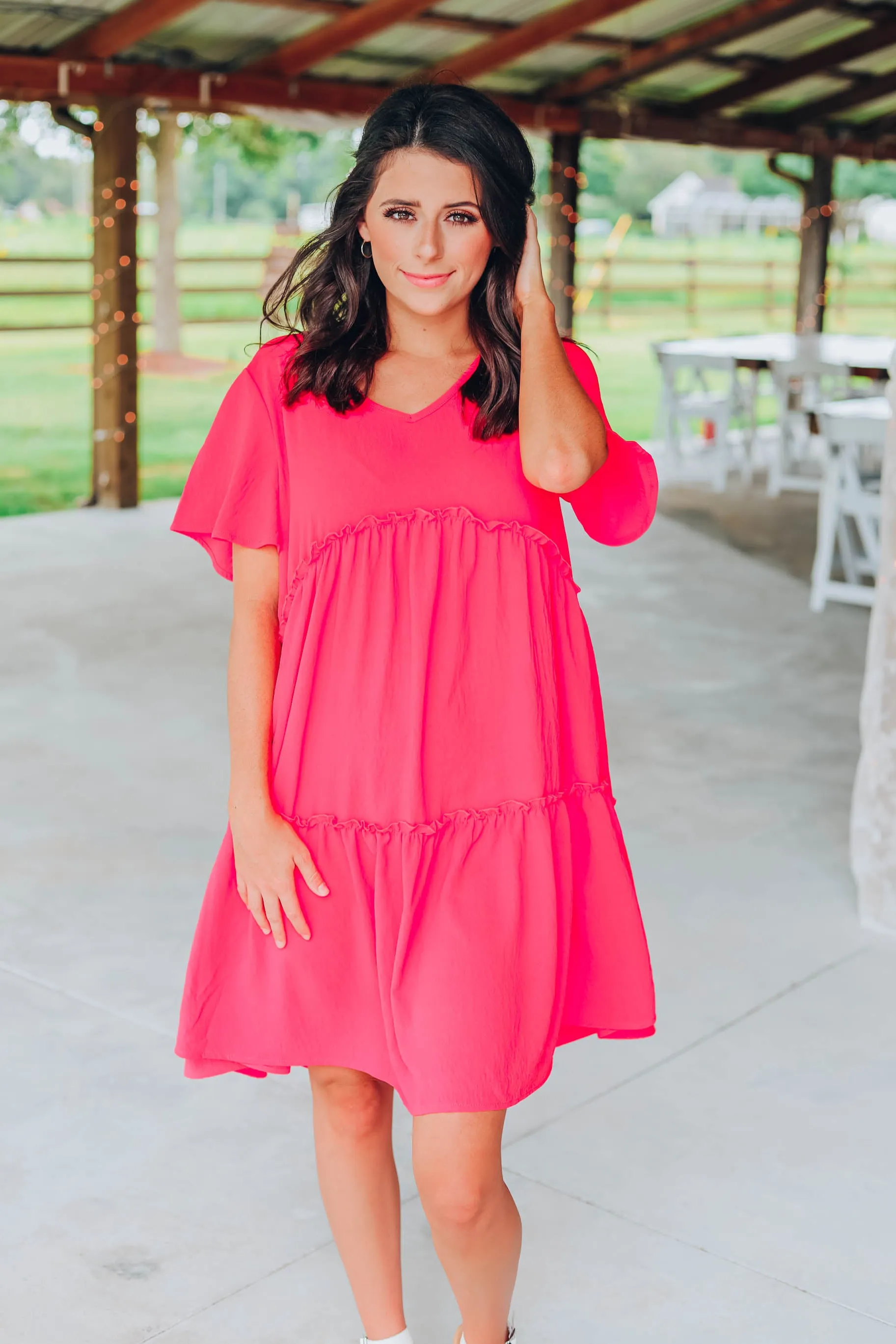 Sweet Babydoll Dress - Coral- FINAL SALE