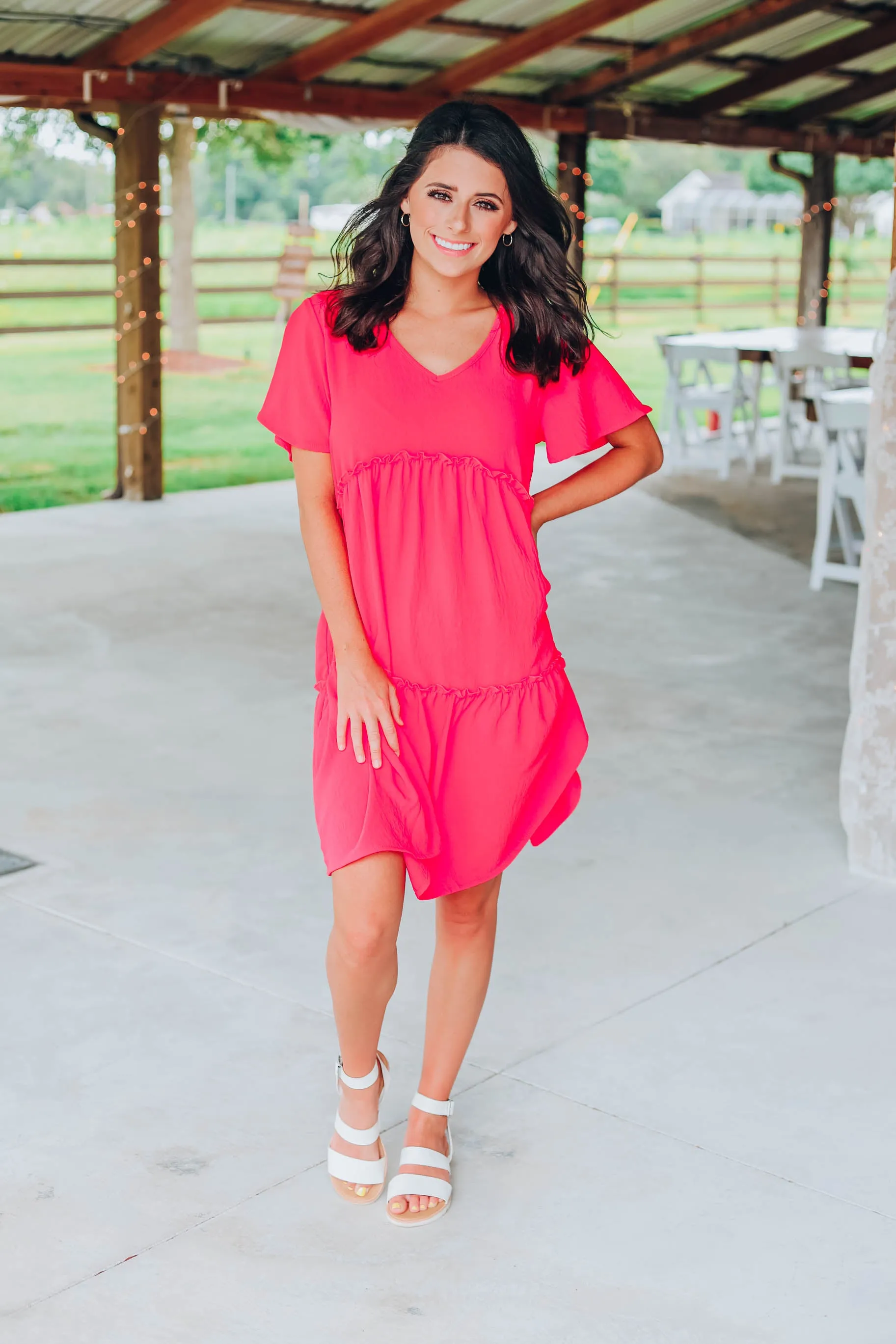 Sweet Babydoll Dress - Coral- FINAL SALE