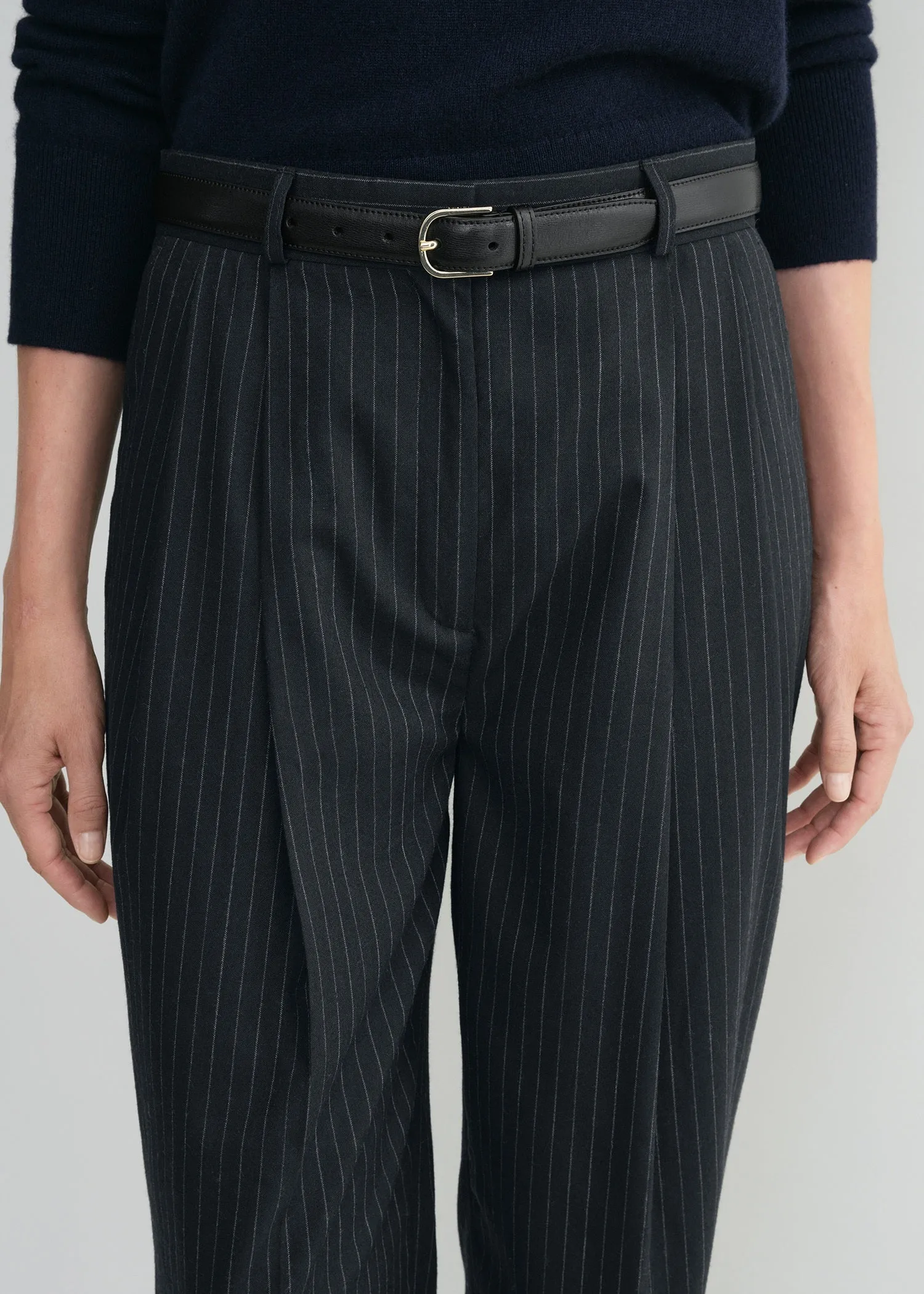 Tailored pinstriped trousers navy