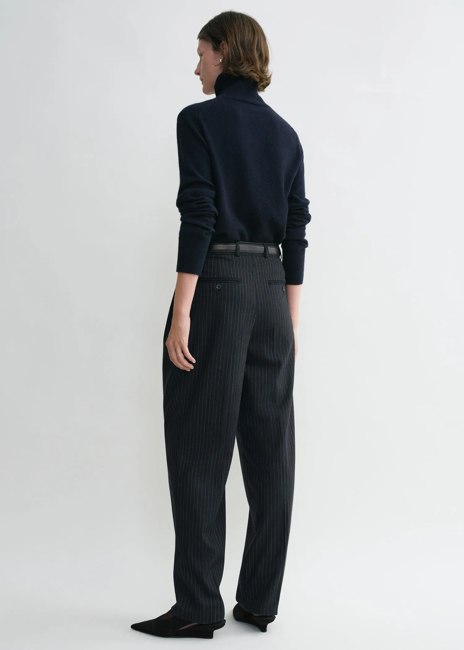 Tailored pinstriped trousers navy