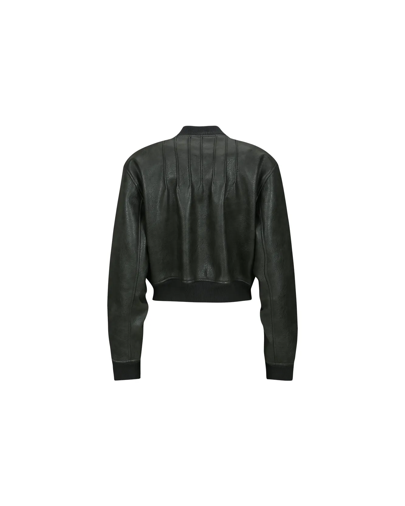 TANYA FAUX LEATHER PINTUCK BOMBER JACKET awa516w(ANTHRACITE)