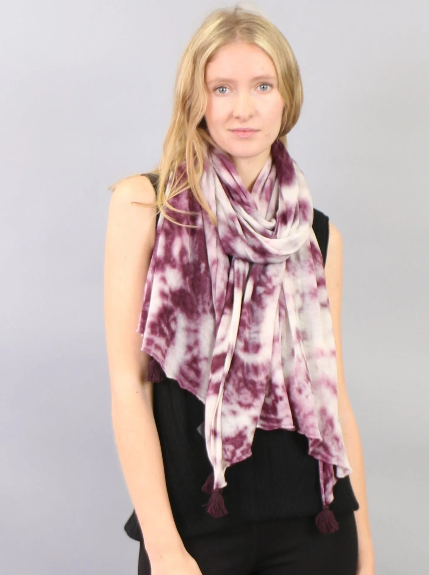 Tasseled Detailed Hand Dye Super Fine Cashmere Scarf