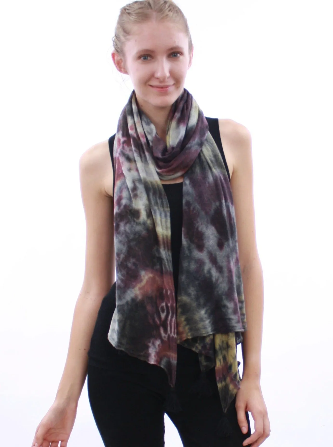 Tasseled Detailed Hand Dye Super Fine Cashmere Scarf