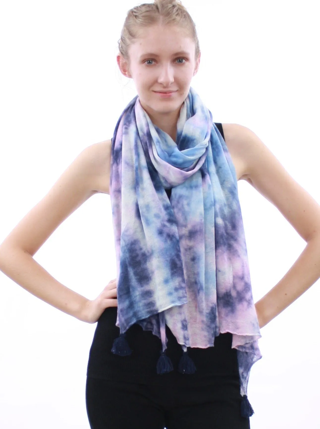 Tasseled Detailed Hand Dye Super Fine Cashmere Scarf