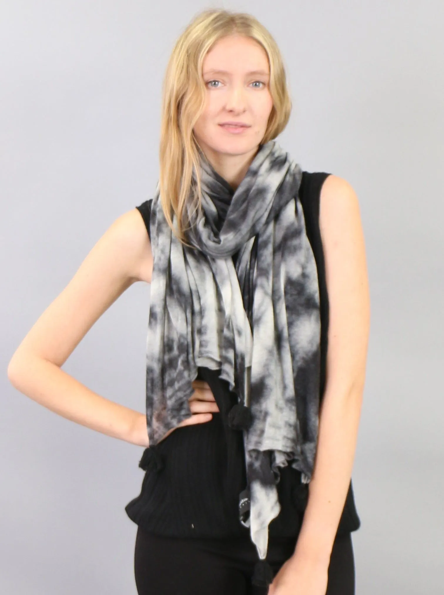 Tasseled Detailed Hand Dye Super Fine Cashmere Scarf