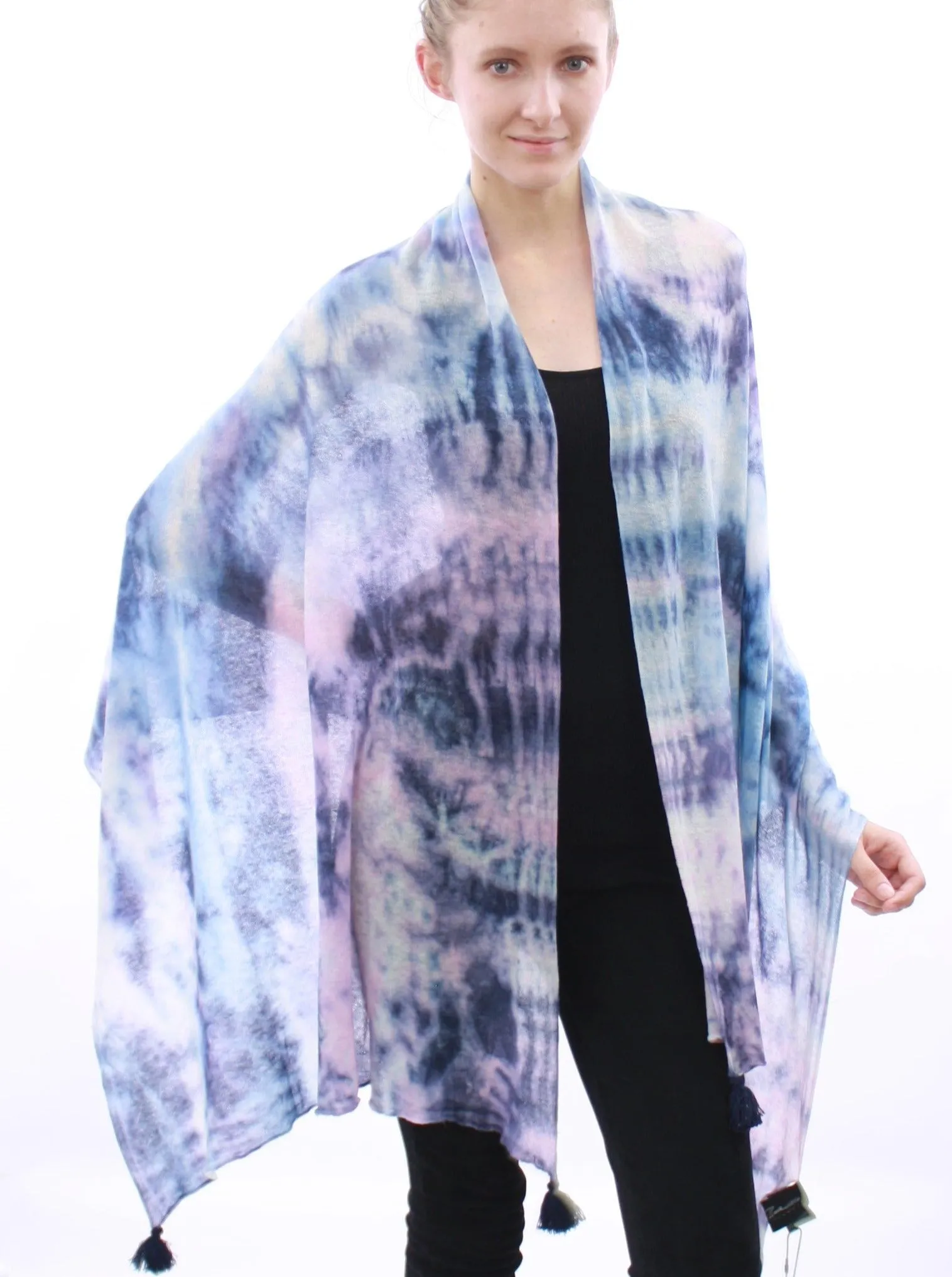 Tasseled Detailed Hand Dye Super Fine Cashmere Scarf