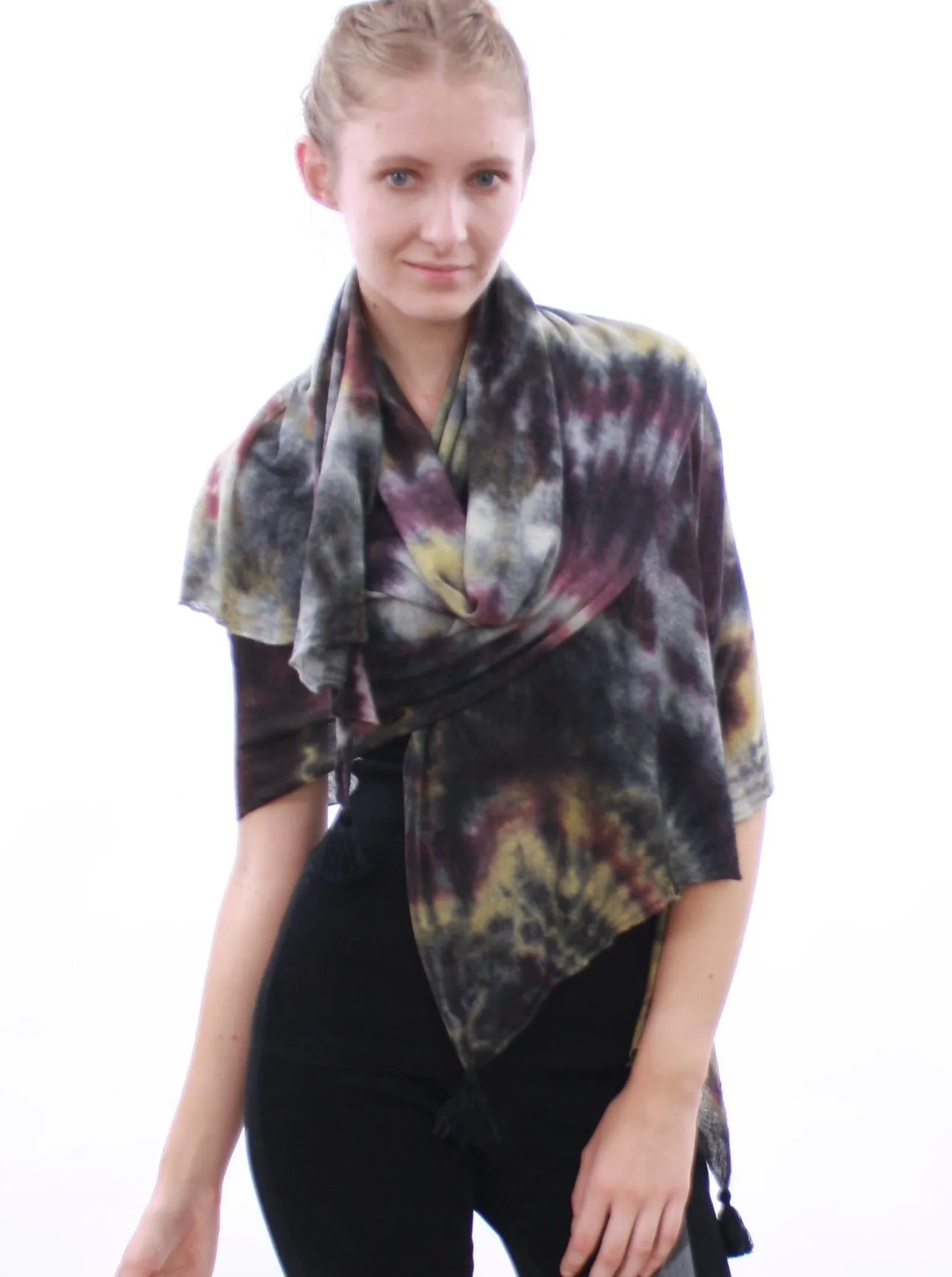 Tasseled Detailed Hand Dye Super Fine Cashmere Scarf