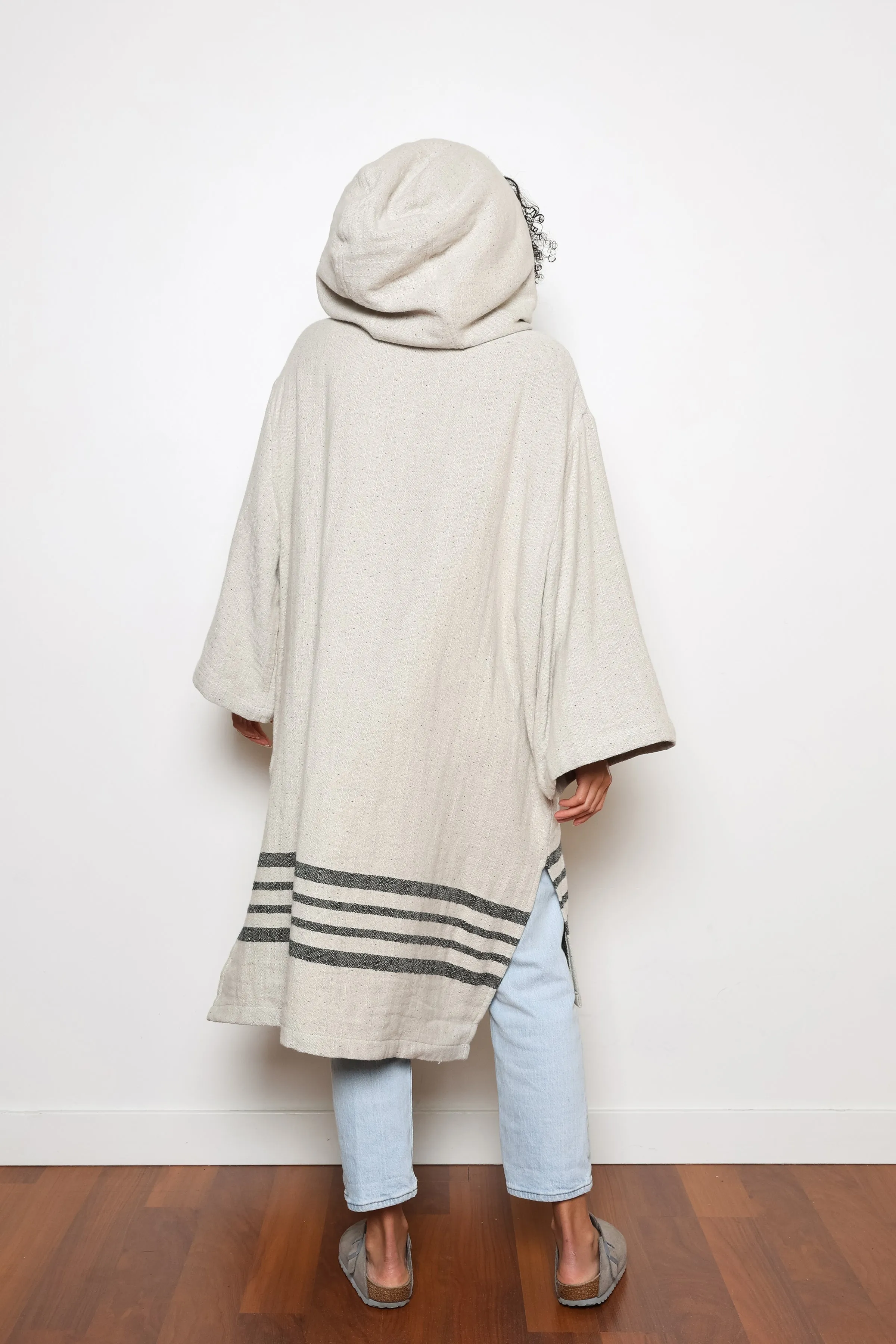 THE ECHO | Unisex Linen Blend Zip Poncho