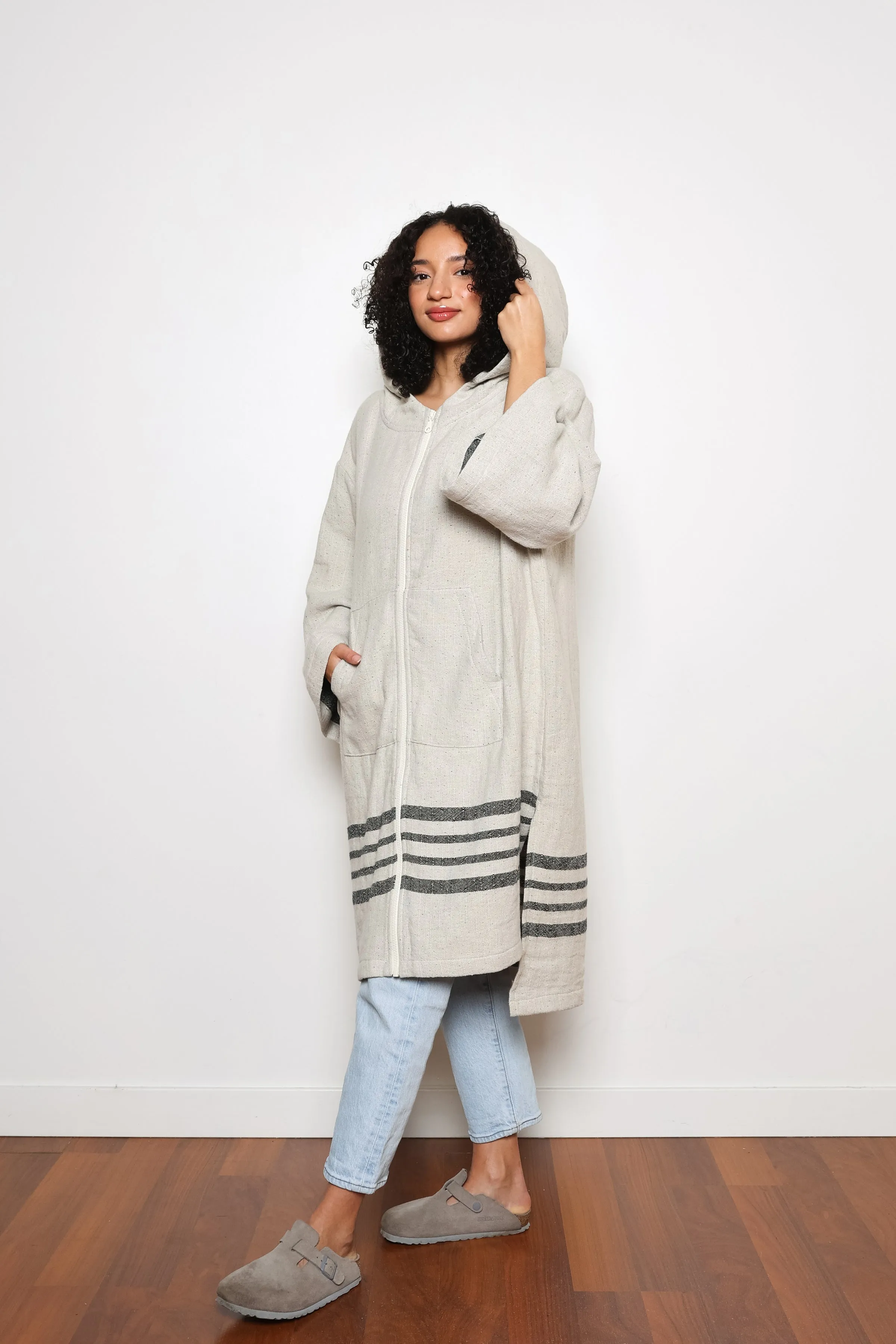 THE ECHO | Unisex Linen Blend Zip Poncho