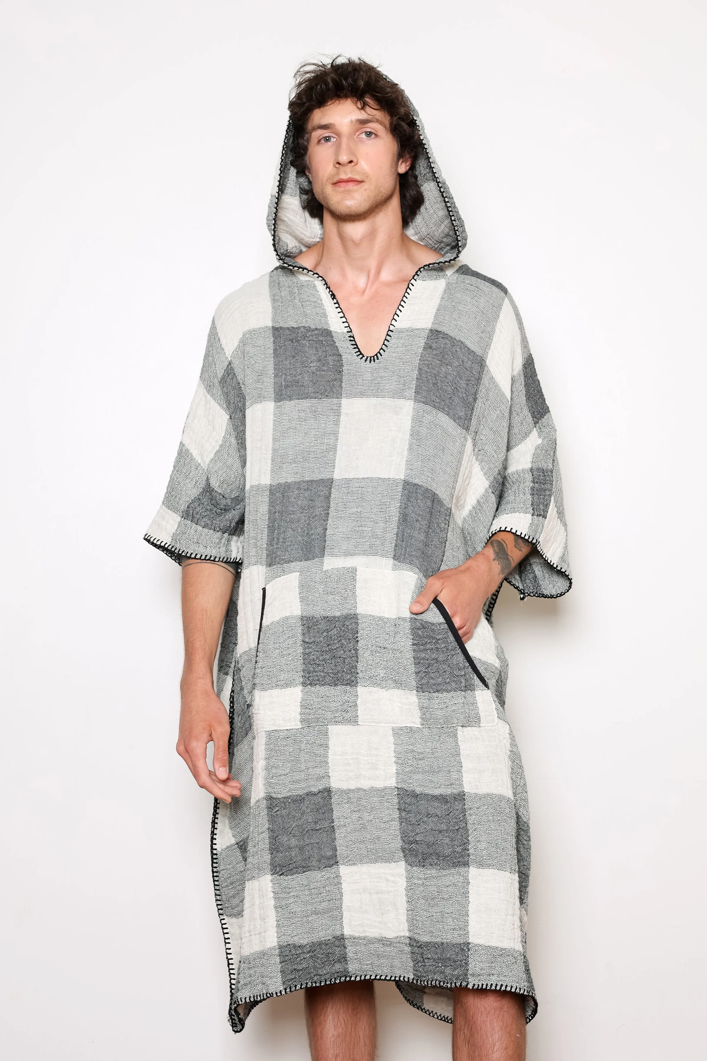 THE LIMITED EDITION PLAID COCOON | Men's Muslin Surf Poncho