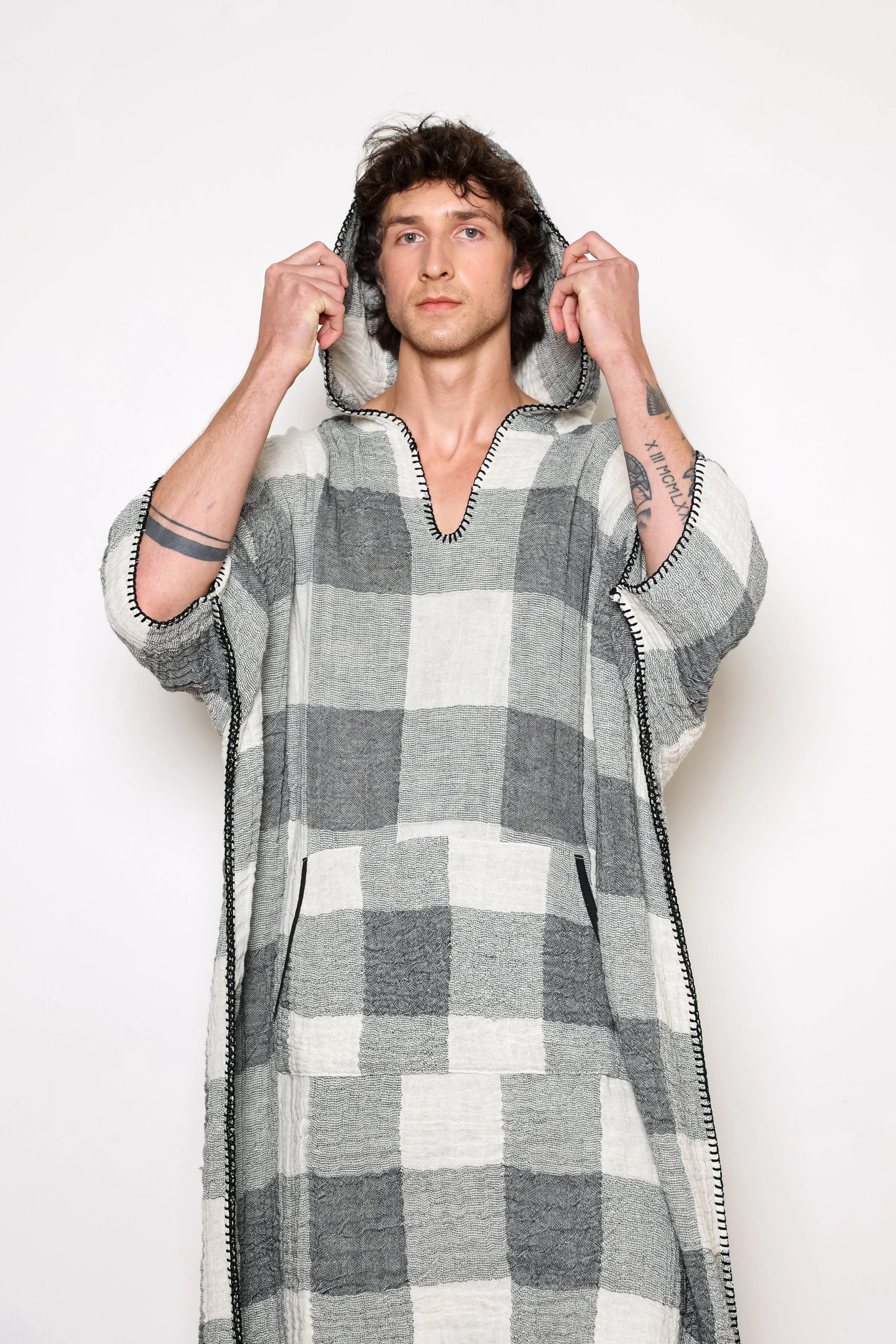 THE LIMITED EDITION PLAID COCOON | Men's Muslin Surf Poncho