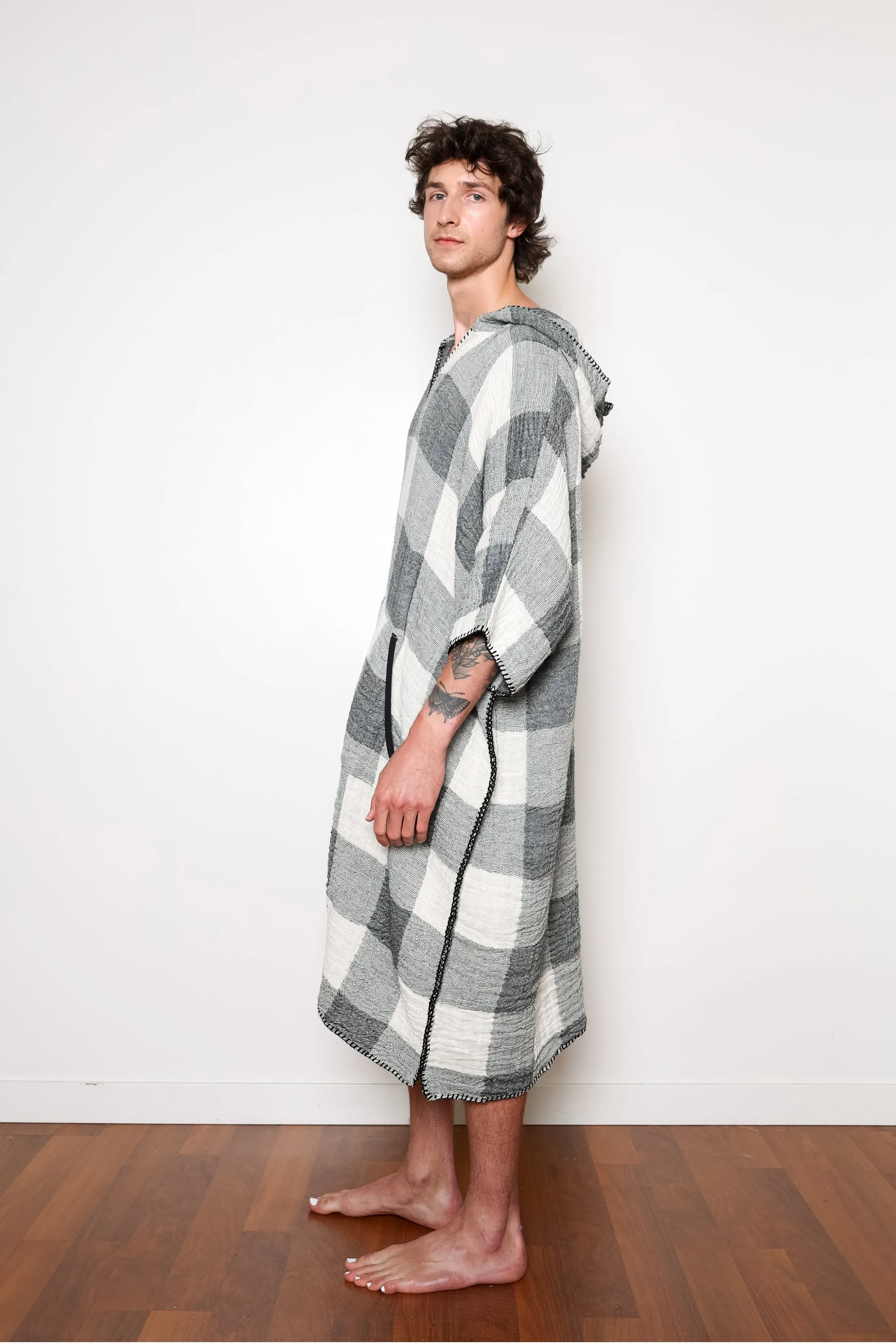 THE LIMITED EDITION PLAID COCOON | Men's Muslin Surf Poncho