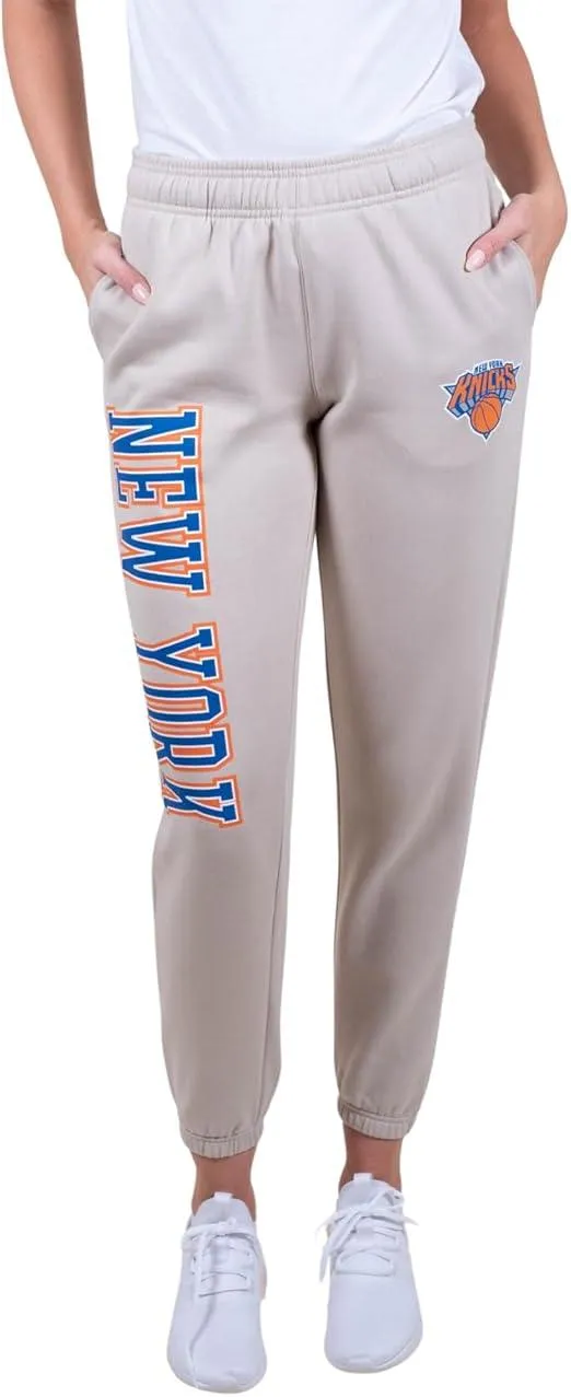 Ultra Game NBA Official Women's Super Soft Active Fleece Sweatpants Joggers, New York Knicks|New York Knicks