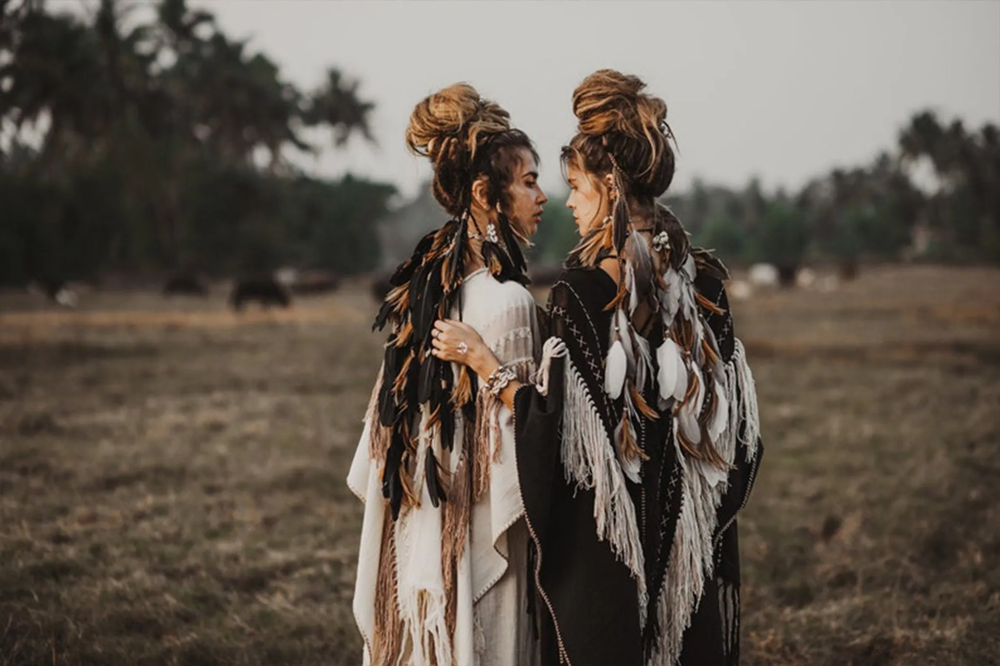 Unique Off-White Boho Poncho with Hand Loomed Tassels