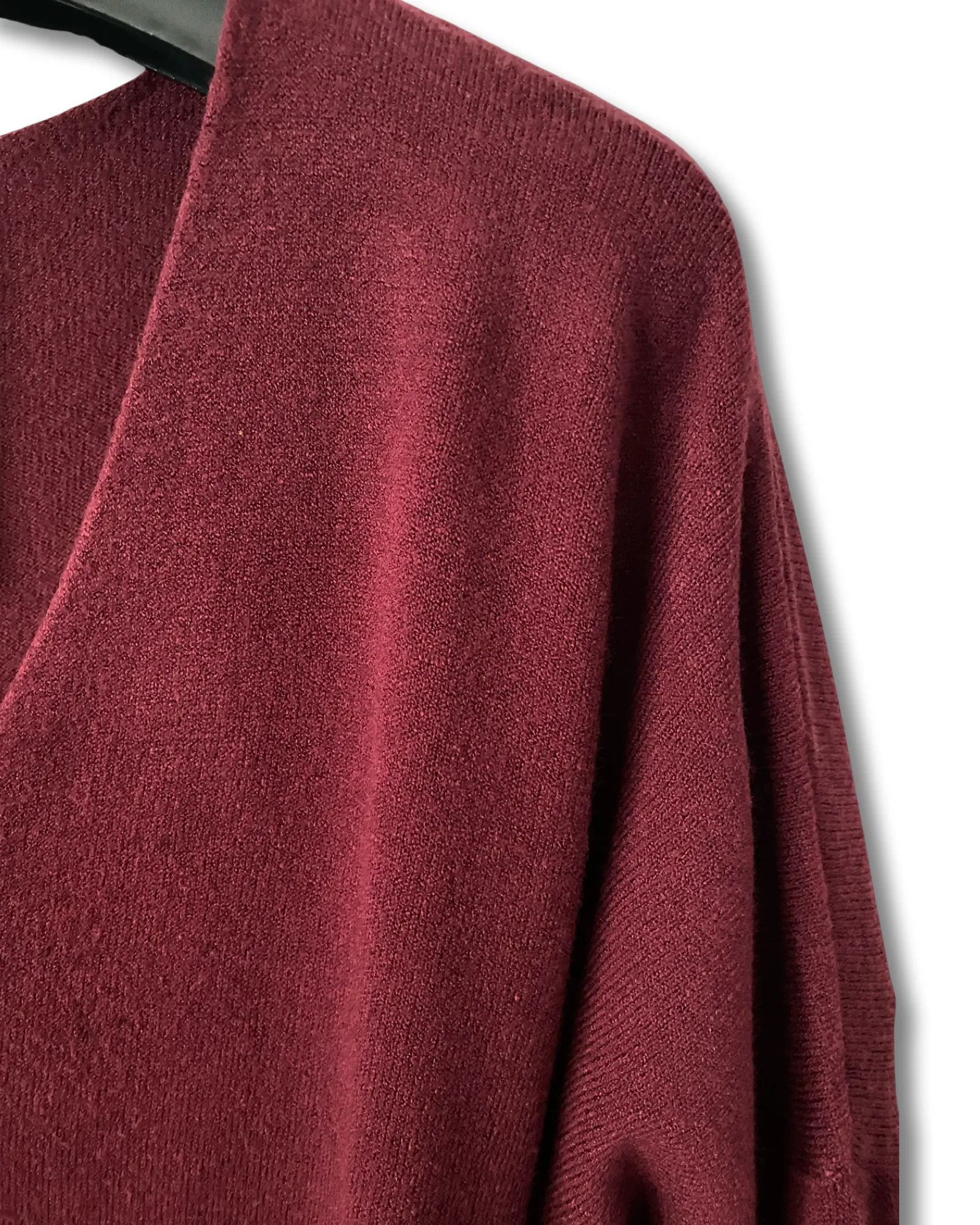 V-Neck Center Seam Viscose Sweater Burgundy