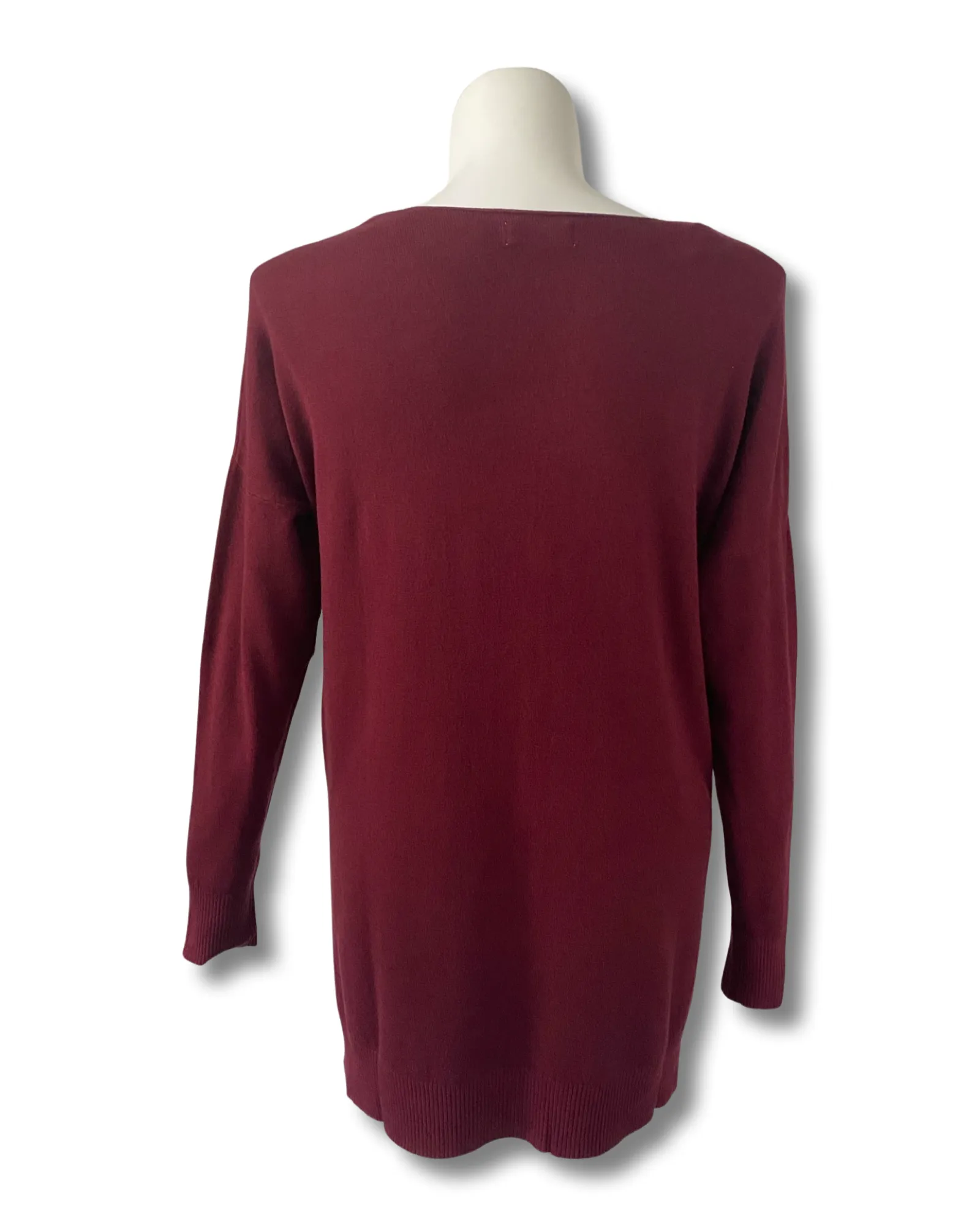 V-Neck Center Seam Viscose Sweater Burgundy