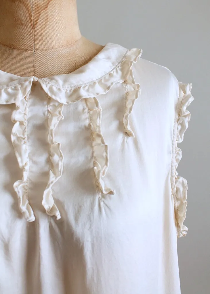 Vintage 1930s Silk Ruffle Babydoll Blouse