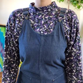 Vintage Overall-Strap Denim Jumper Dress - L