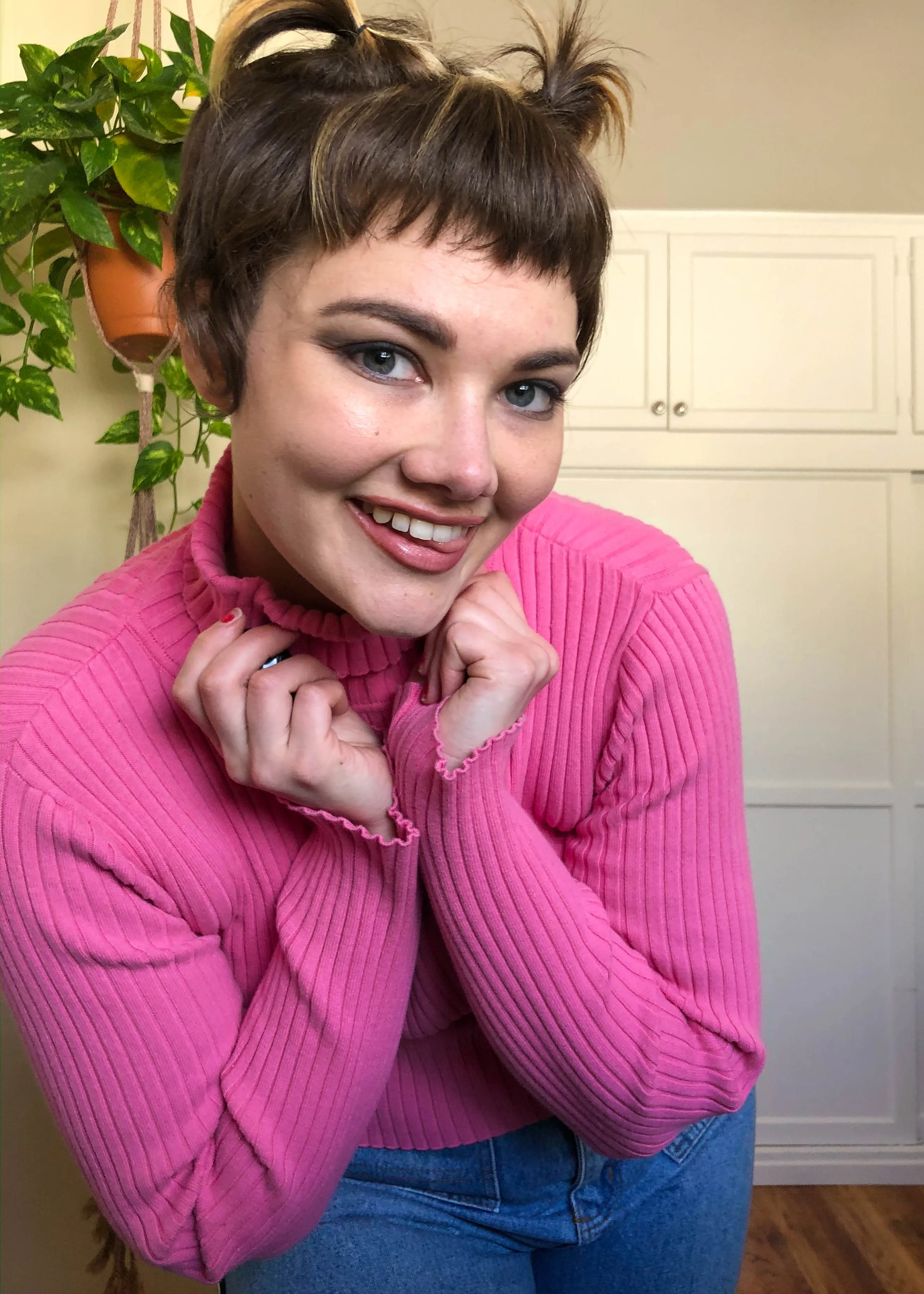 Vintage Perfect Shade of Pink Ribbed Turtleneck - XL