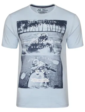 Westland Motorbike Print T-Shirt in Starlight Blue - South Shore