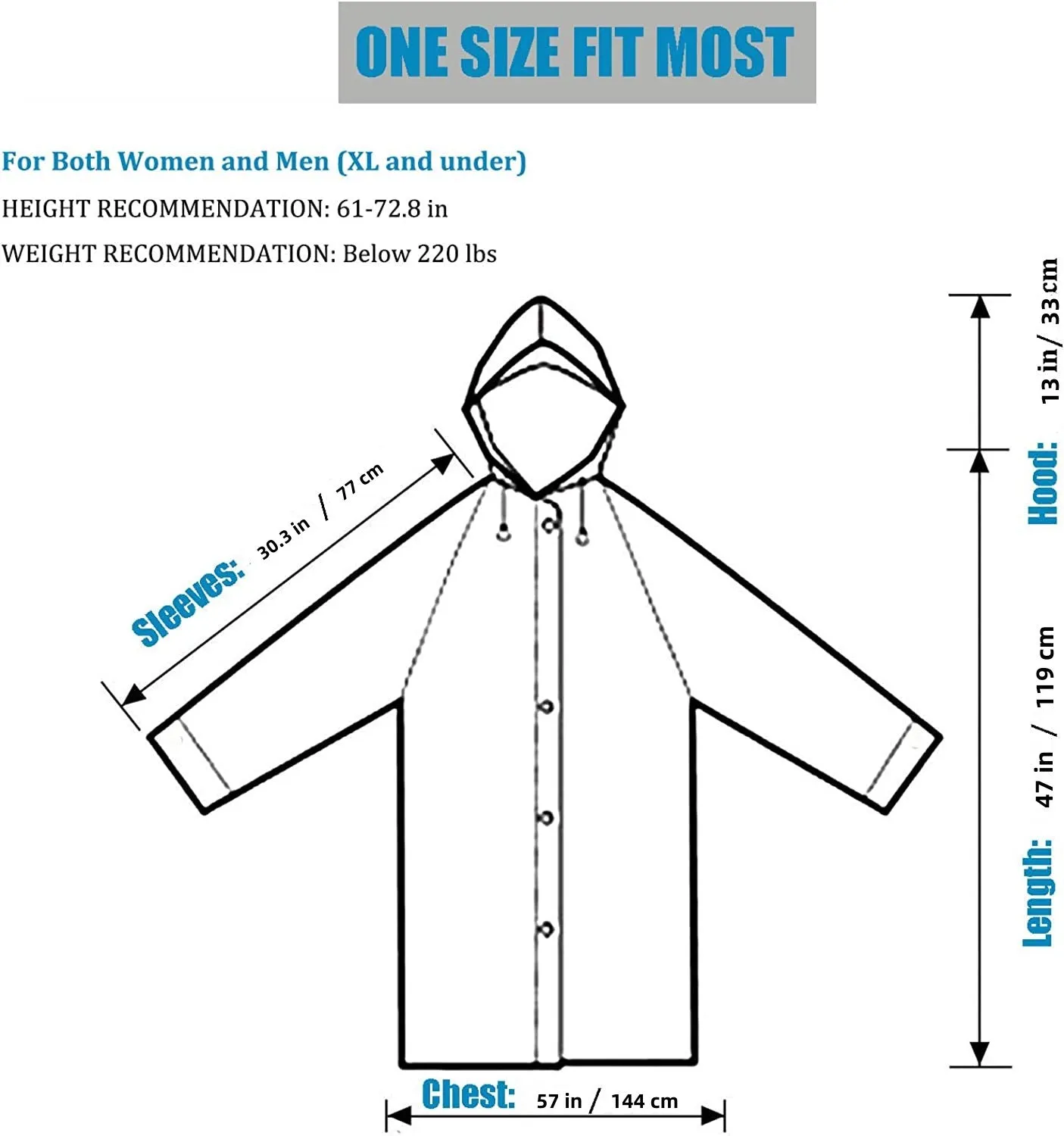 White EVA Rain Ponchos for Adults Reusable Raincoats with Hood and Drawstring Bn-link