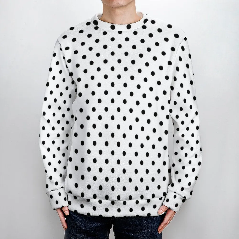 White With Black Polka Dots Unisex Crewneck Sweater