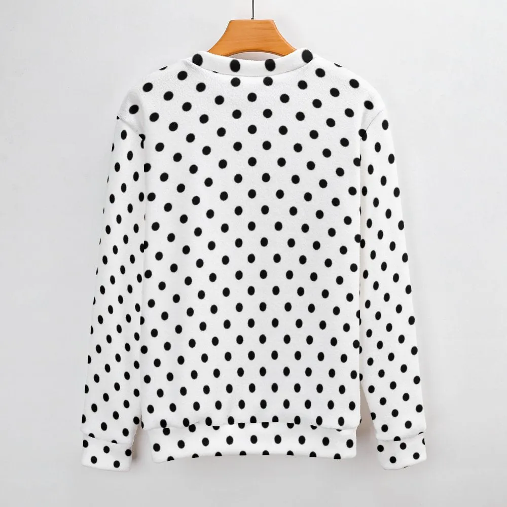 White With Black Polka Dots Unisex Crewneck Sweater