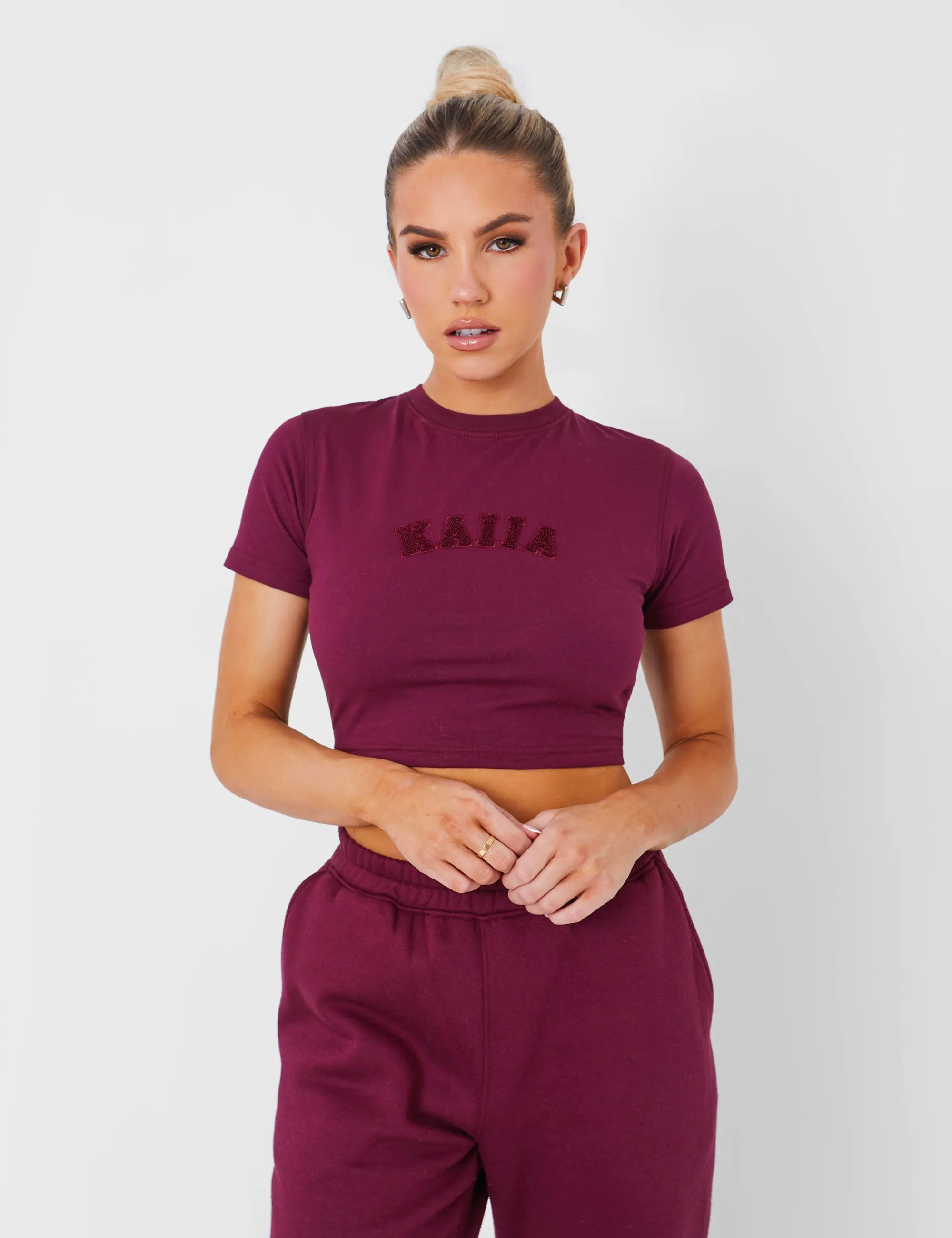 Wide Leg Sweat Pants Deep Burgundy