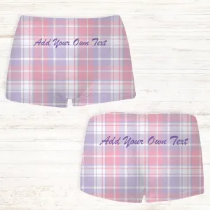 Women's Personalised Gingham Tartan Boxer Shorts