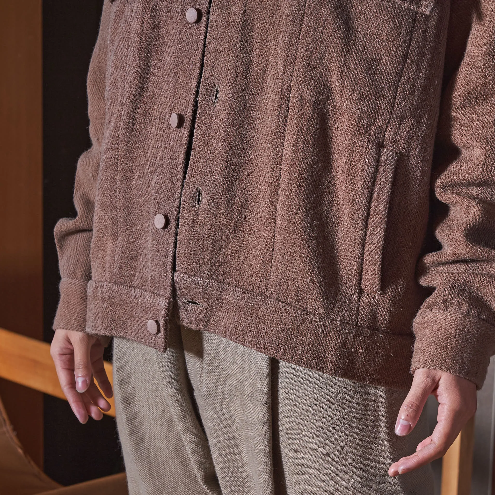 Working Jacket, Brick Brown Merino Wool Twill