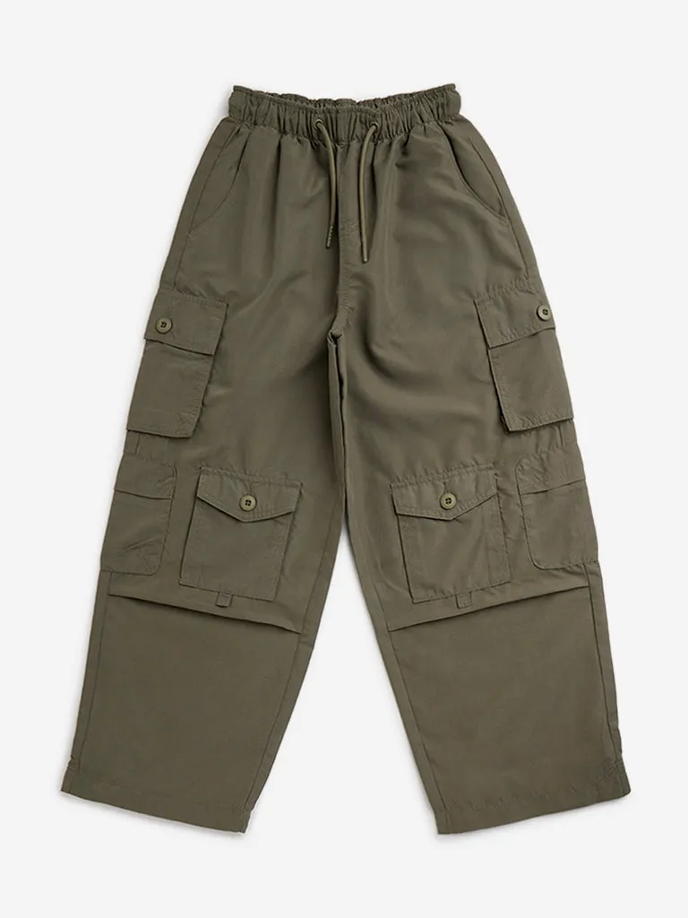 Y&F Kids Olive Mid-Rise Cargo Pants